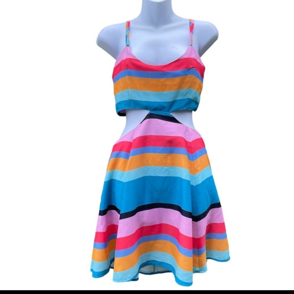 Lovers + Friends Alexandra Striped Mini Dress L NWT - Picture 2 of 13